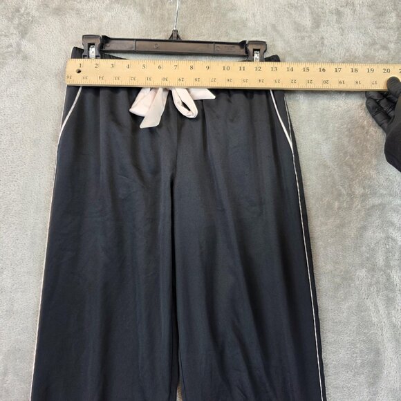 Victoria's Secret Jogger Pants Womens XS Black White Piping Heart Patch Lounge - Picture 2 of 13